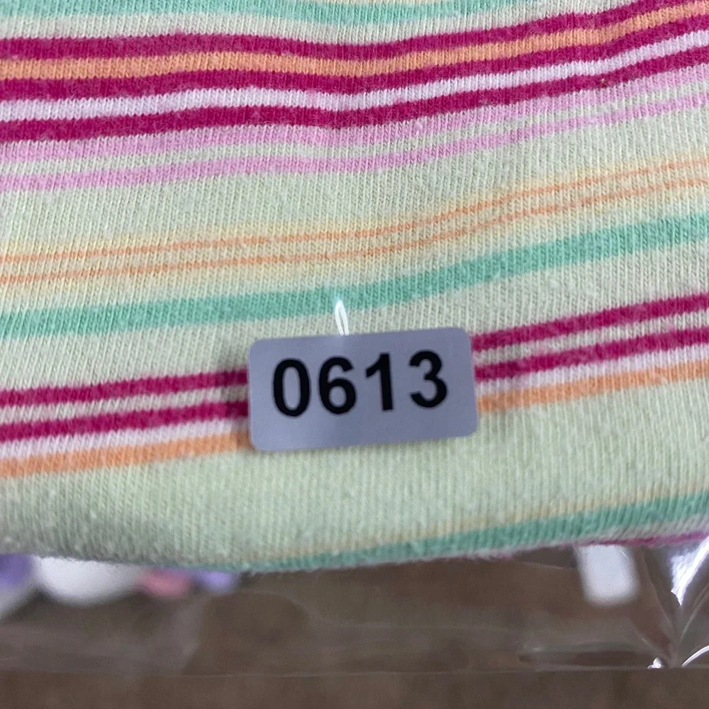 Old Navy Girls 3T Vintage 2006 Striped Polo Shirt Short Sleeve Cotton Lime Pink